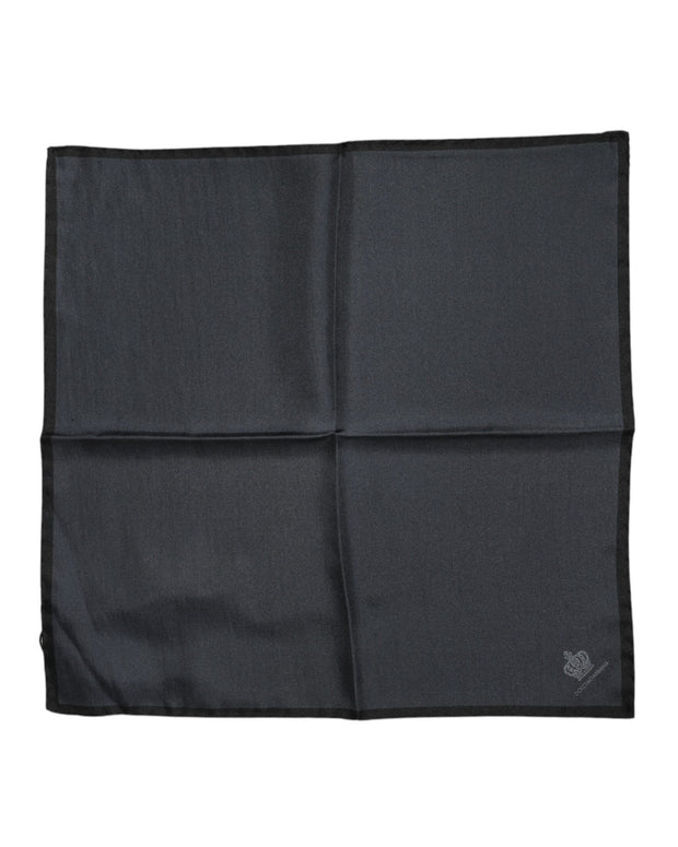 Dark Gray DG Crown Silk Square Foulard Scarf