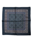 Blue Printed Silk Square Men Foulard Scarf
