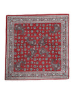 Red Floral Cotton Square Foulard Scarf