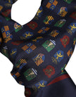Blue Silk Printed Fringes Foulard Scarf