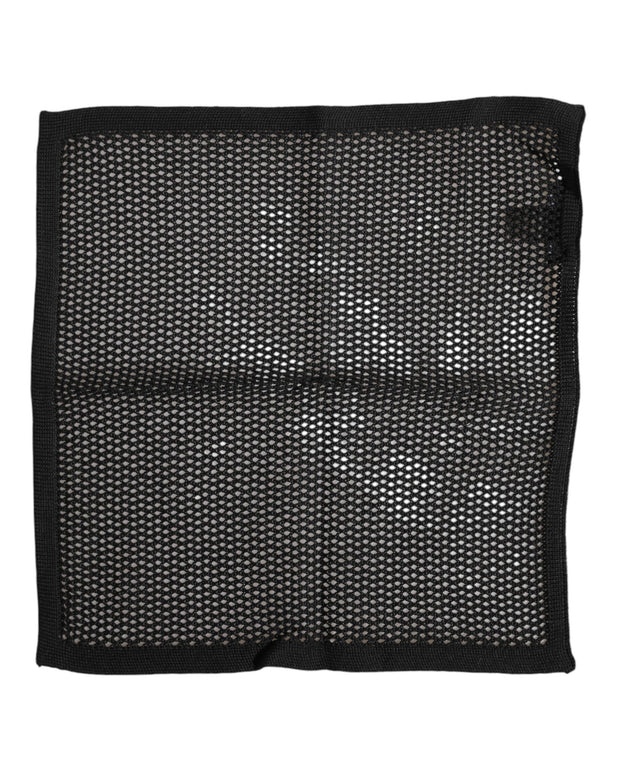 Black Patterned Cotton Square Foulard Scarf