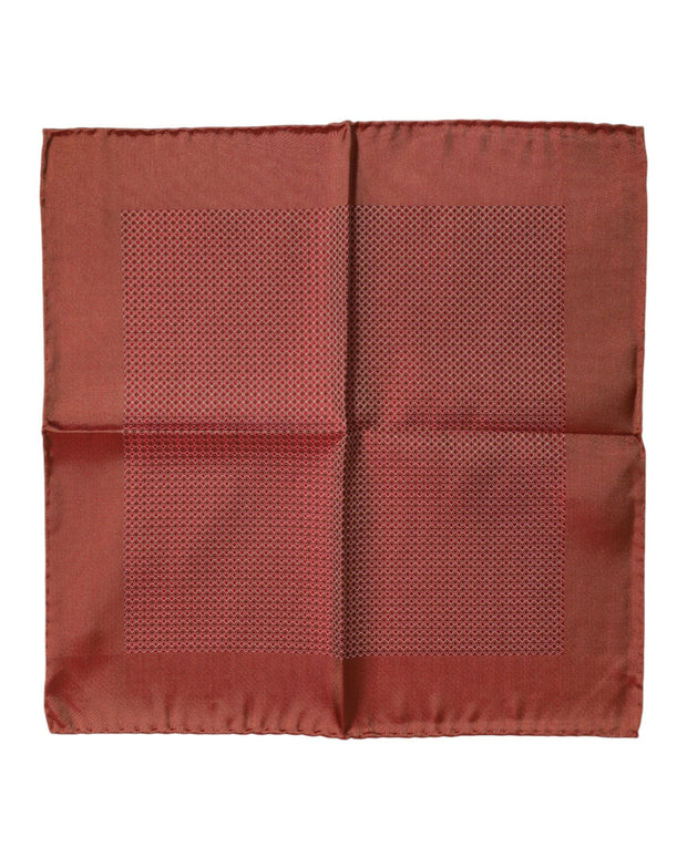Orange Silk Square Men Foulard Scarf