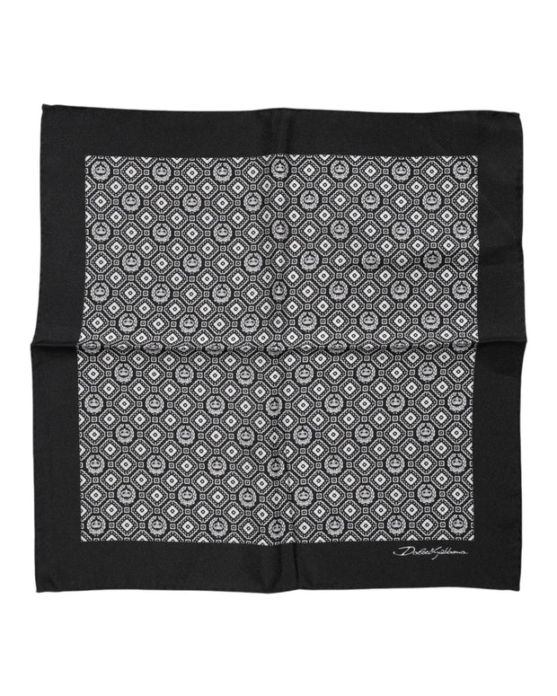 Black White Patterned Square Foulard Scarf