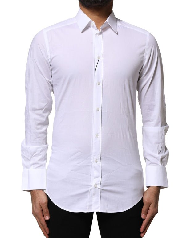 White Cotton GOLD Long Sleeves Dress Shirt
