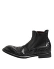 Black Leather Ankle Boots Slip On Shoes