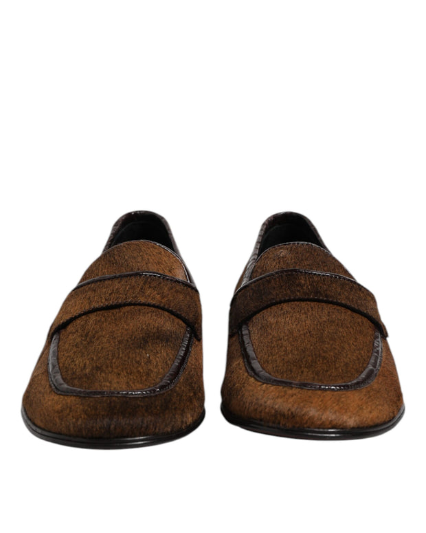 Brown Loafers Leather Slip On Men Dress Shoes