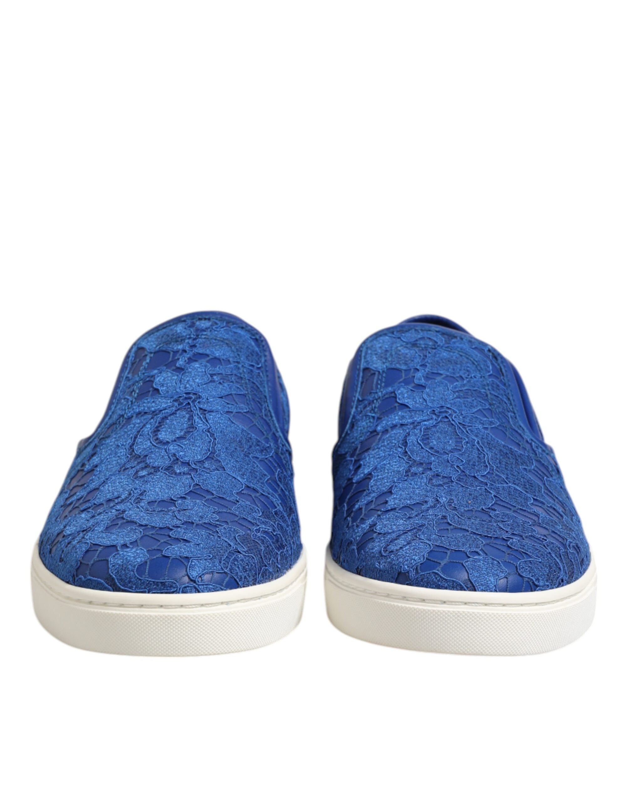 Blue Leather Lace Slip On Sneaker Shoes
