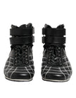 Black Quilted Leather Lace Up Sneakers Shoes