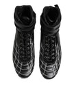 Black Quilted Leather Lace Up Sneakers Shoes