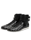 Black Quilted Leather Lace Up Sneakers Shoes