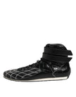 Black Quilted Leather Lace Up Sneakers Shoes