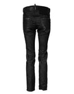 Black Washed Cotton Mid Waist Skinny Jeans