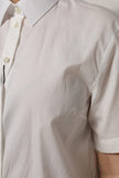 White Cotton Short Sleeves Collared Top Shirt