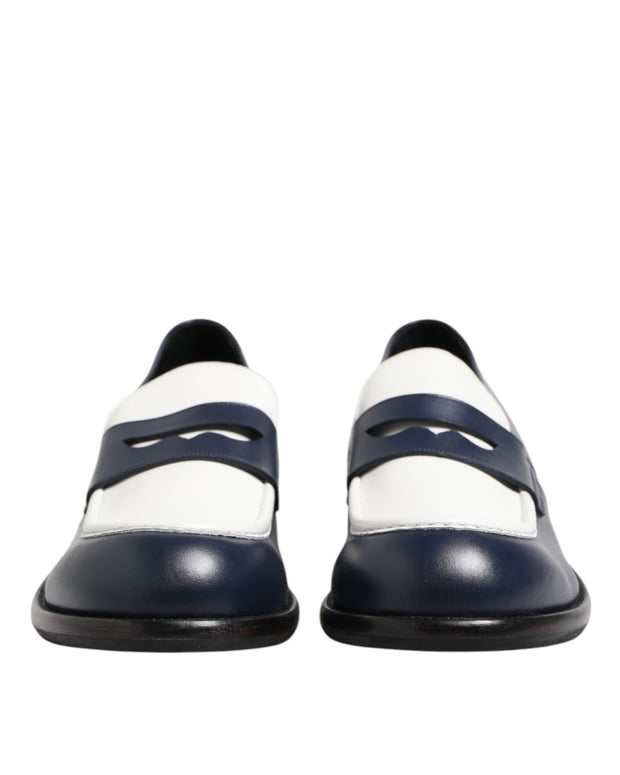 Black White Leather Slip On Loafers Men Dress Shoes