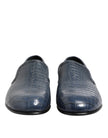 Blue Exotic Leather Slip On Loafers Men Dress Shoes