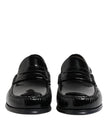 Black Leather Slip On Loafers Dress Shoes