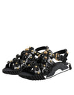 Black Leather Studded Ankle Strap Sandals Shoes