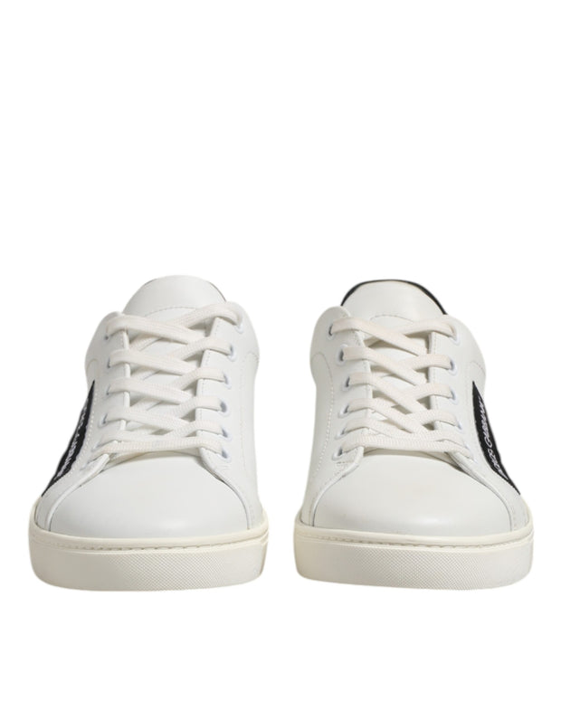 White Black Leather Lace Up Men Sneakers Shoes