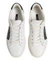 White Black Leather Lace Up Men Sneakers Shoes