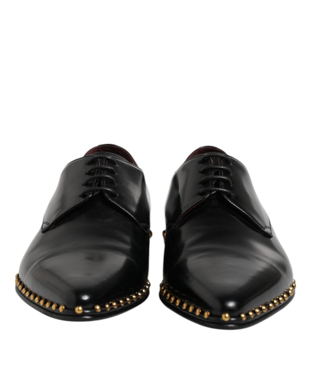 Black Leather Studded Derby Men Dress Shoes