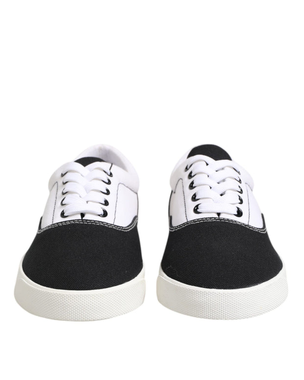 Black Cotton Canvas Lace Up Men Sneakers Shoes
