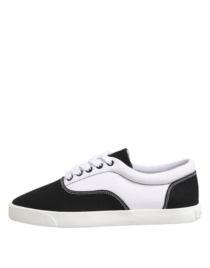 Black Cotton Canvas Lace Up Men Sneakers Shoes