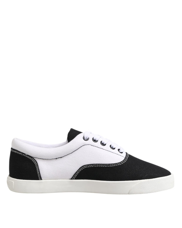 Black Cotton Canvas Lace Up Men Sneakers Shoes