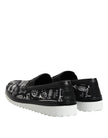 Black Slip On Printed Men Loafers Shoes