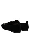 Black Velvet Crystal Crown Loafers Dress Shoes