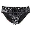 Black Floral Logo Beachwear Men Brief Swimwear
