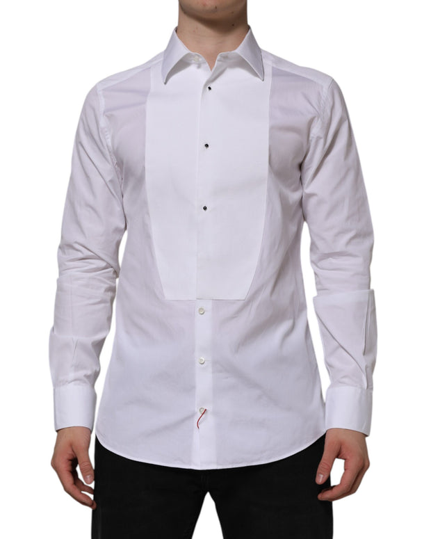White Bib Cotton Popline GOLD Men Formal Shirt