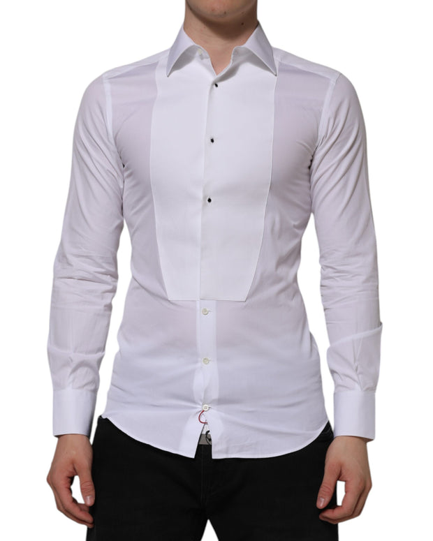 White Cotton GOLD Bib Poplin Formal Shirt