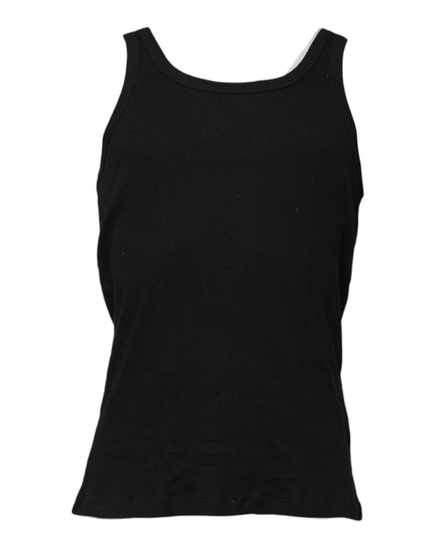Black Cotton Sleeveless Underwear Tank T-shirt