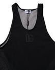 Black Nylon Sleeveless Underwear Tank T-shirt