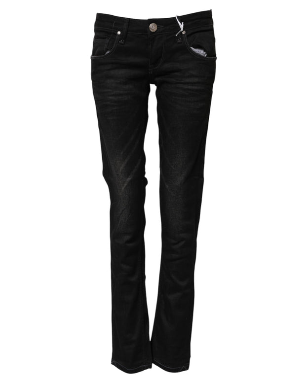 Black Cotton Slim Fit Denim Low Waist Denim Jeans