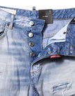 Blue Washed High Waist Wide Leg Jeans