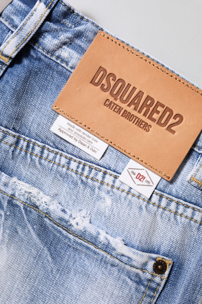 Blue Washed High Waist Wide Leg Jeans