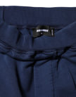 Blue Cotton Mid Waisted Jogger Pants