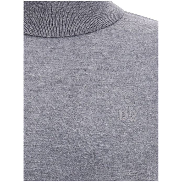 Gray Fleece Wool Turtleneck