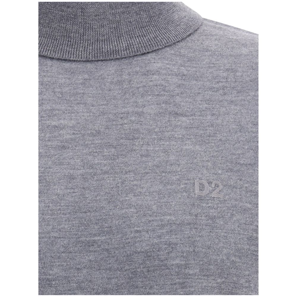 Gray Fleece Wool Turtleneck