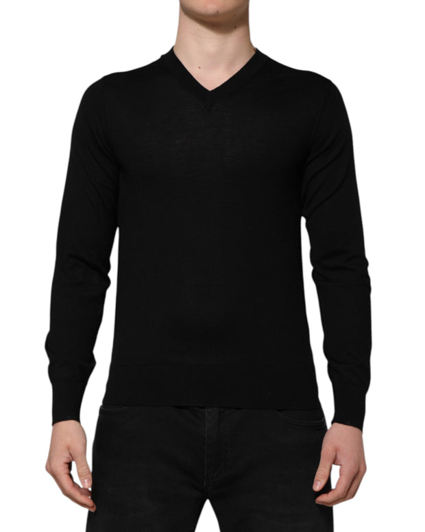 Dark Gray Embroidered Logo Pullover Sweater