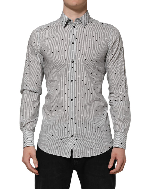 Gray Dotted Semi Fitted GOLD Men Formal Shirt