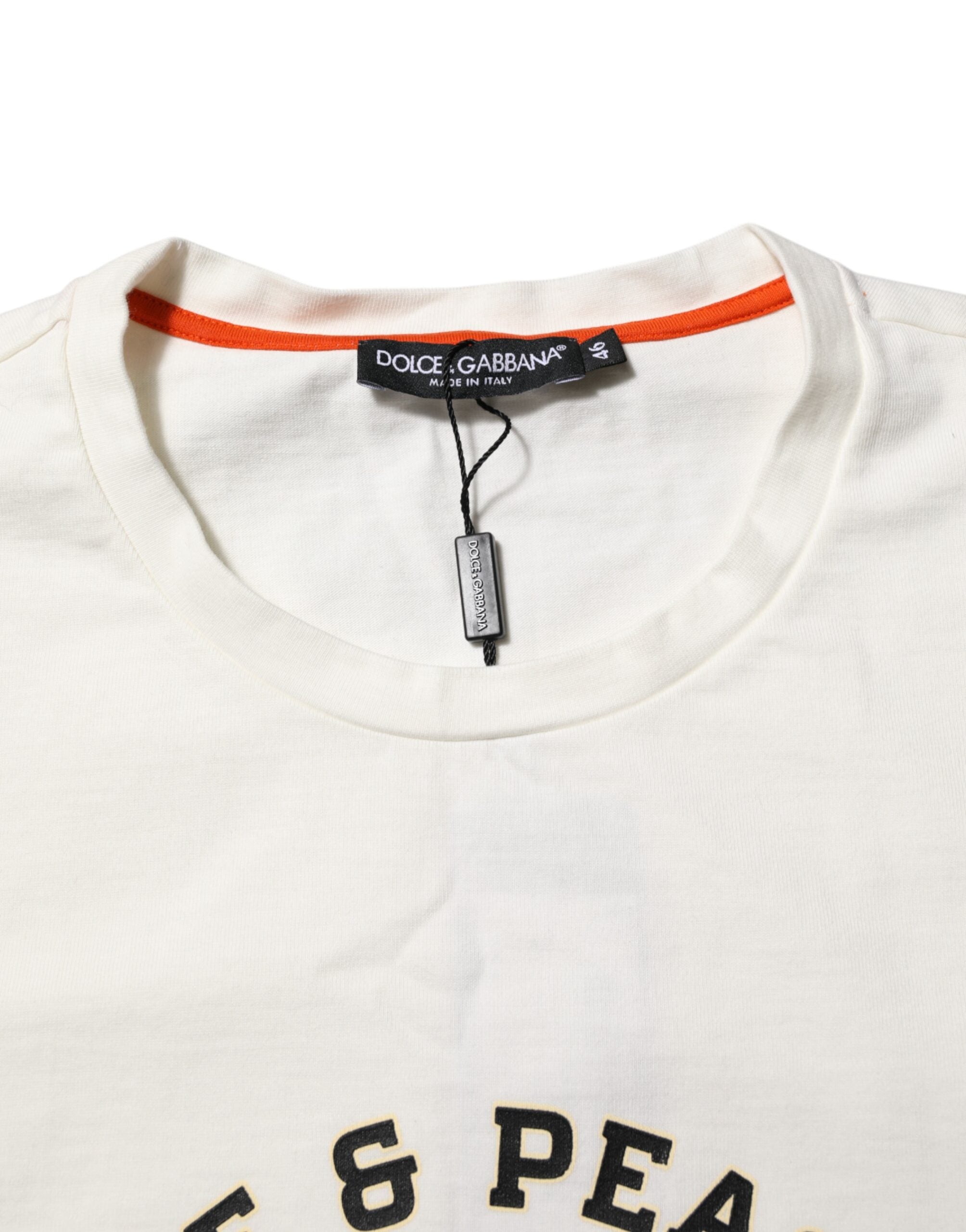 White Love Peace Cotton Men Crew Neck T-shirt