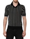 Black White Stripes Collared Polo T-shirt