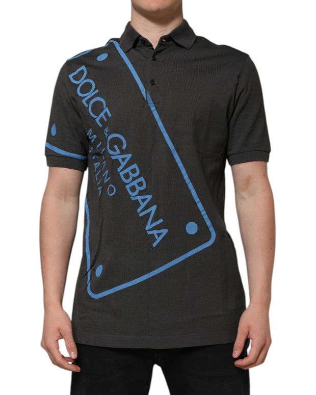 Dark Gray Short Sleeve Collared Polo T-shirt