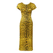 Yellow Polyester Leopard Midi Sheath Dress