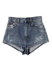 Blue Tattered Denim Cotton Hot Pants Shorts