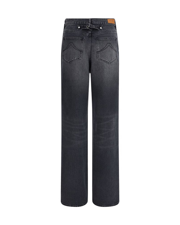 Black Cotton Straight-Leg Jeans