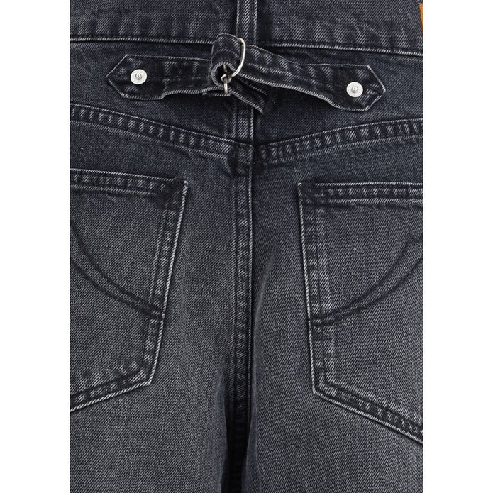 Black Cotton Straight-Leg Jeans