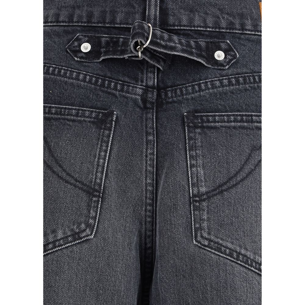 Black Cotton Straight-Leg Jeans